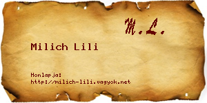 Milich Lili névjegykártya